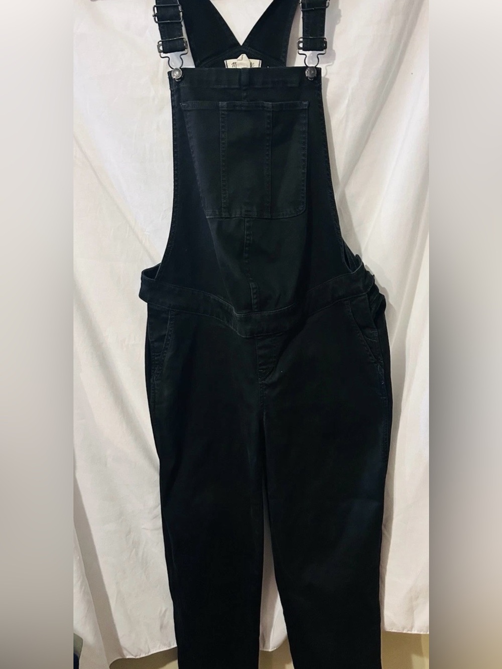 Madewell Lunar Black Women's Denim Overalls Large Classic Straight Leg Boho Fall